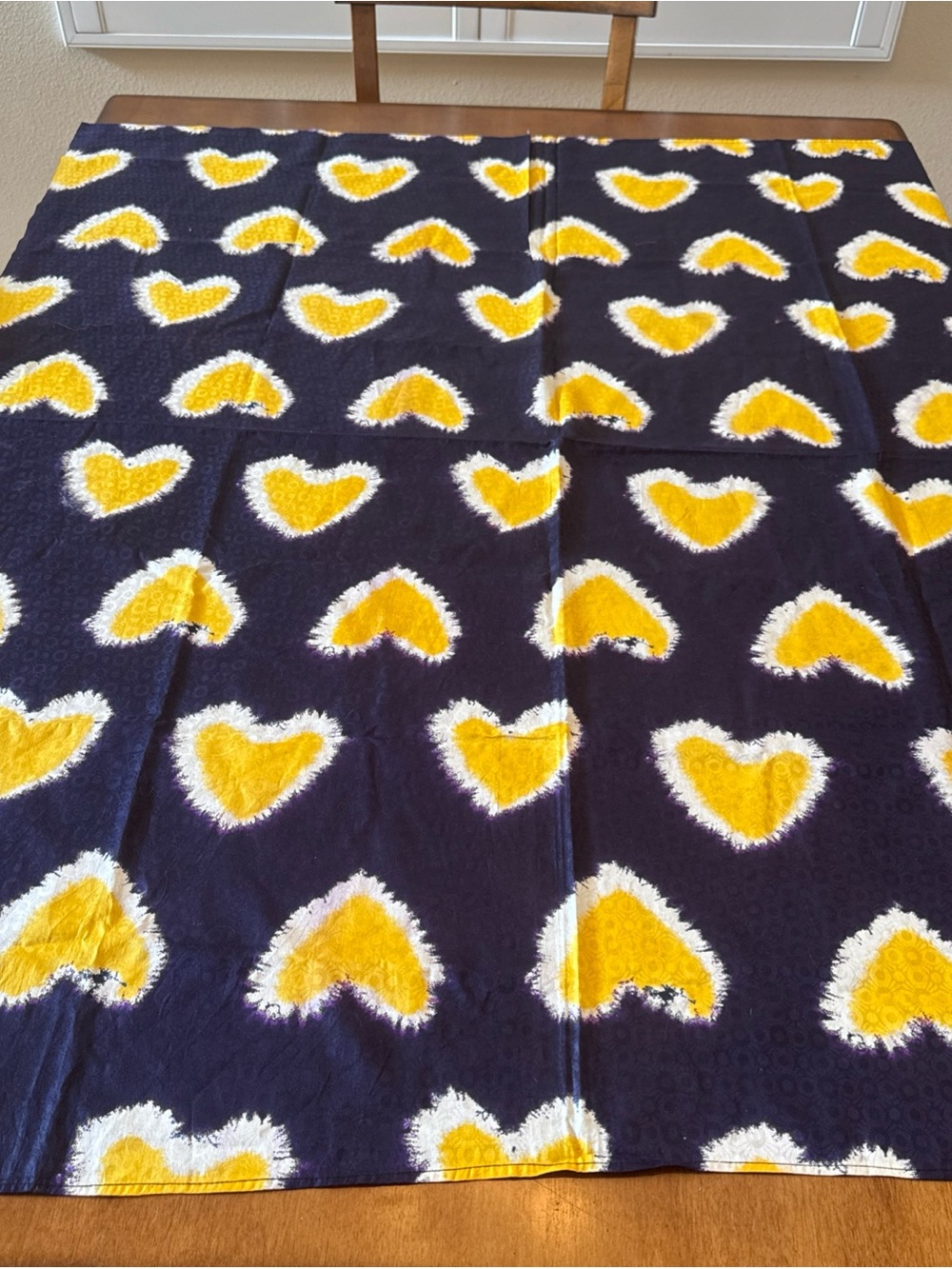 Boho Purple Yellow Heart Tie Dye Textile 48x53 Wall Hanging Tablecloth Tapestry